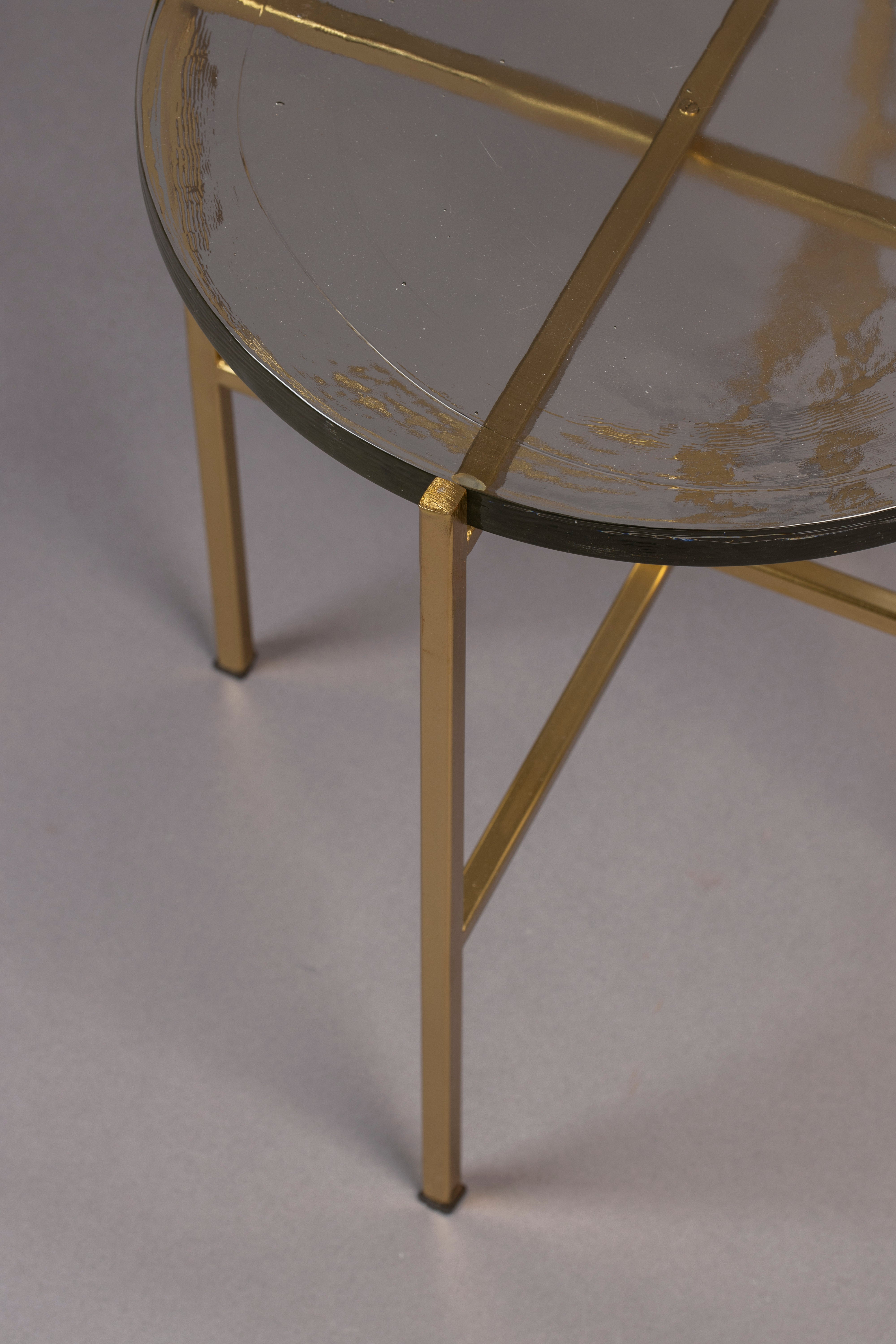 Dutchbone Vidrio Brass & Glass Round Side Table